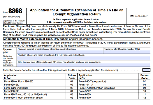 Form 8868 Extension