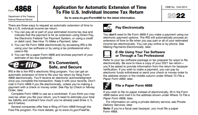 E-File IRS Form 4868 | File 1040 Extension Online