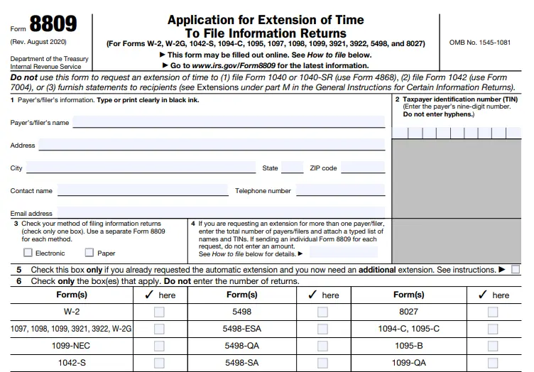 Form 8809