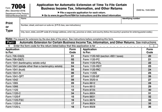 What is Form 7004?