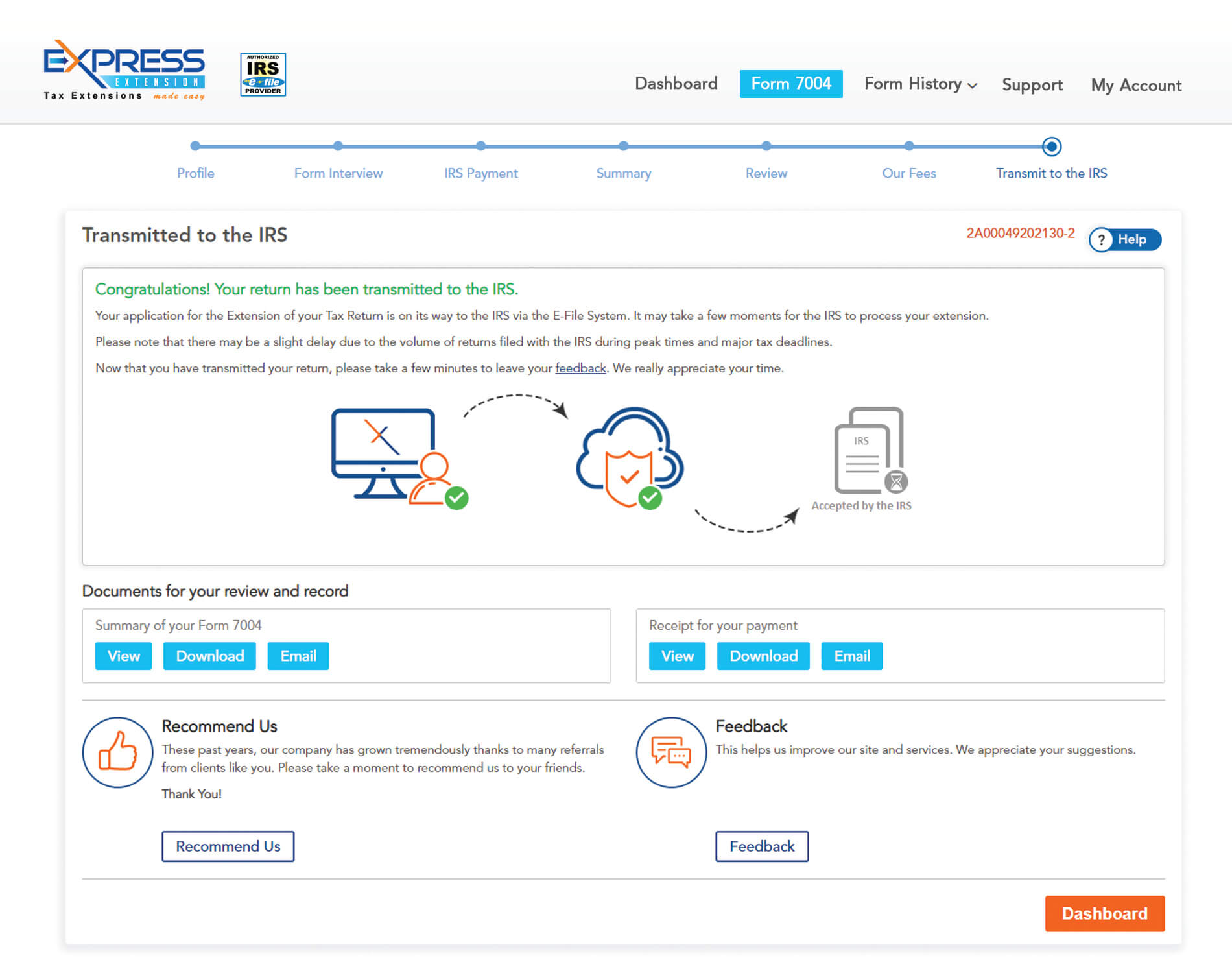 EFile IRS Form 7004 1120, 1120S, 1065 & 1041 Extension Online