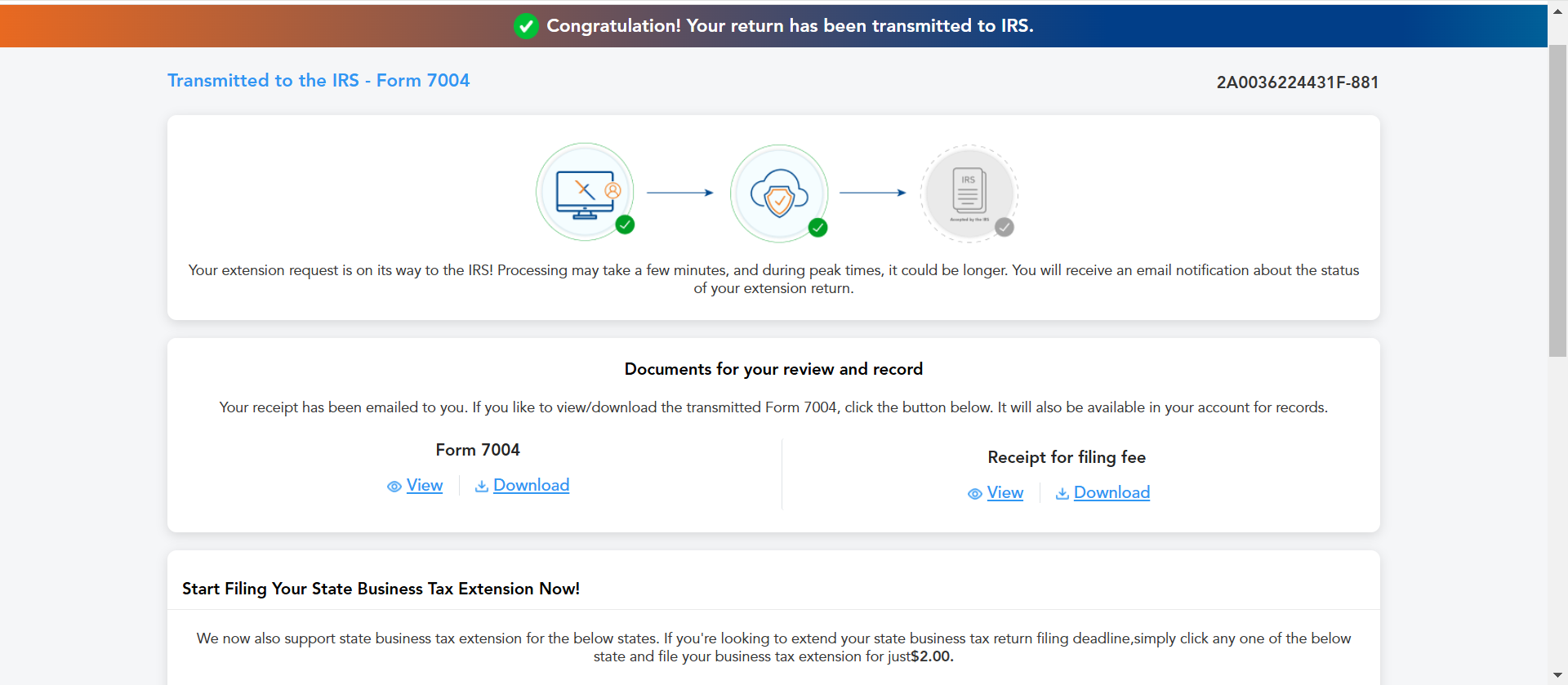 Transmit your form to the IRS